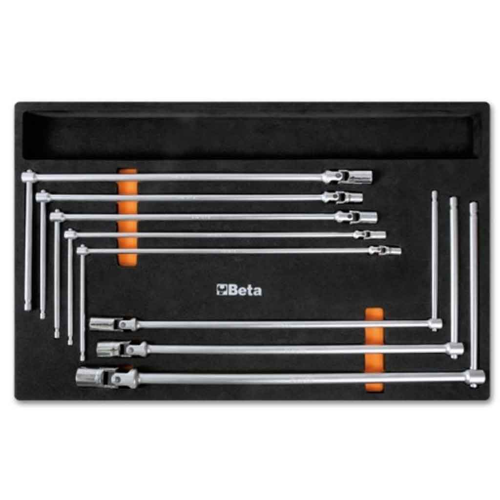 Beta M63 Kit 8 Chiavi a T con bussola esagonale snodata in Vassoio morbido in EVA 024509063