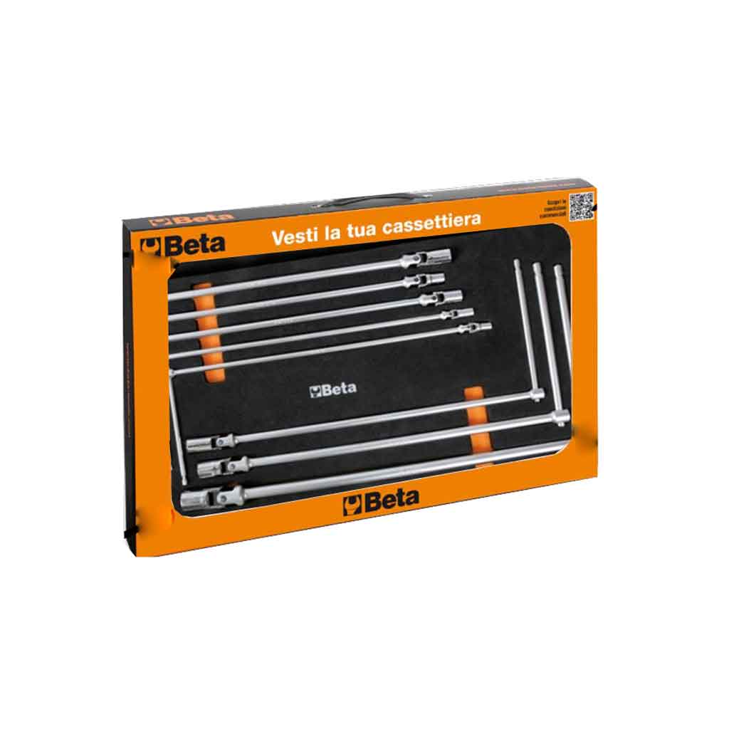 Beta M63K Kit 8 Chiavi a T con bussola esagonale snodata in Vassoio morbido in EVA 024509063
