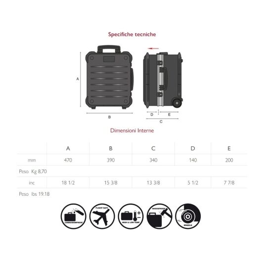 GT Line V ROCK TURTLE PEL Valigia verticale trolley porta utensili