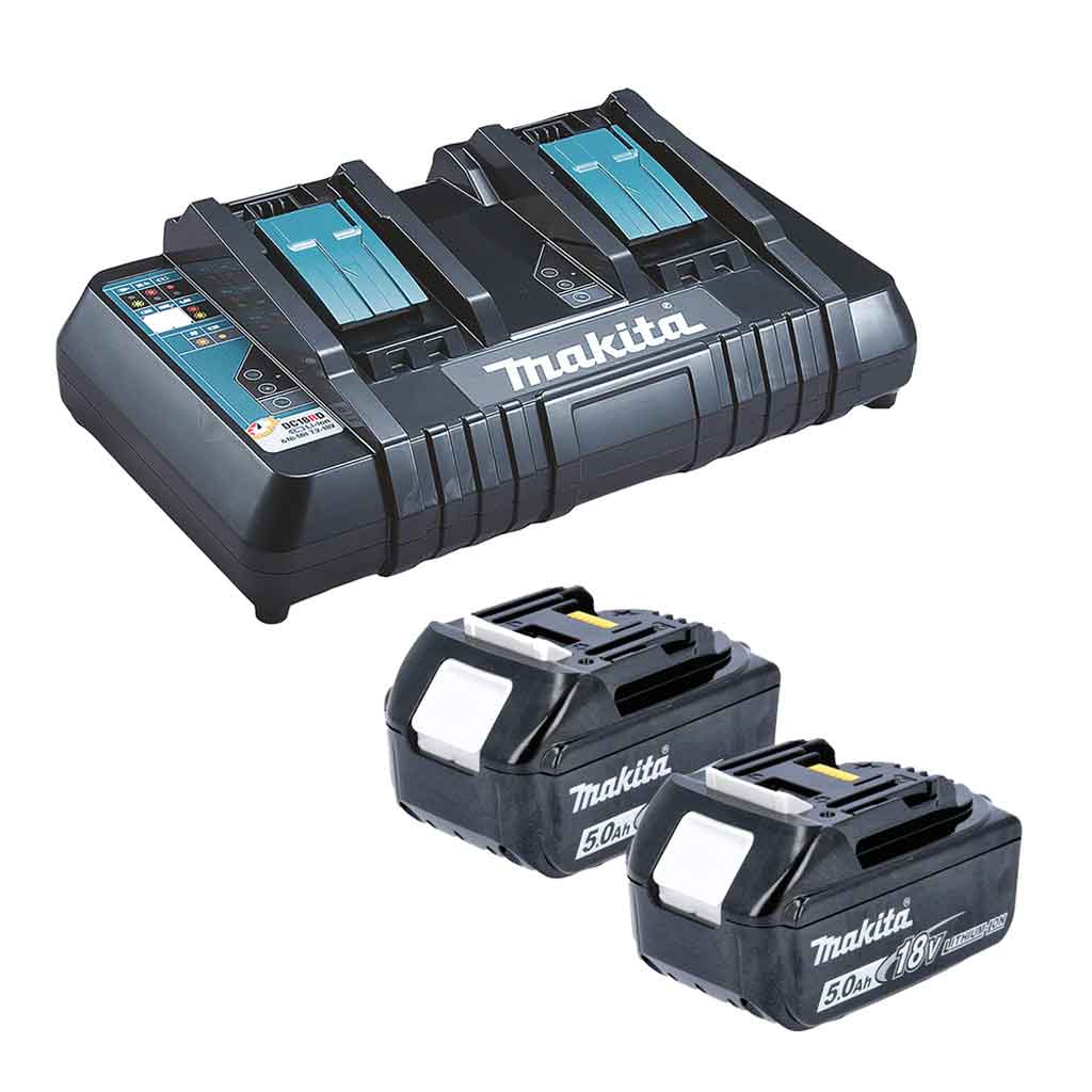 Makita 197628 2 Kit Energy 2pz x 18V 5,0Ah + Caricabatterie doppio rapido DC18RD