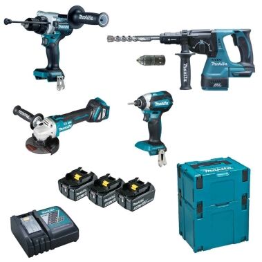 Makita DLX4158TJ Set 4 elettroutensili 18V con batterie 1