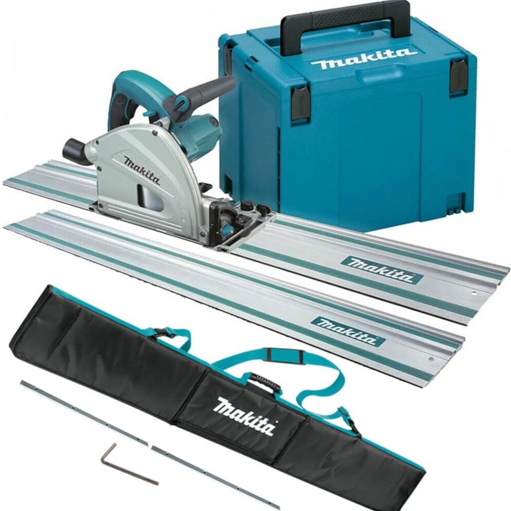 Makita SP6000J2 Sega Circolare ad affondamento 165 mm + 2 x Binario guida 1,5m + Borsa e Connettori