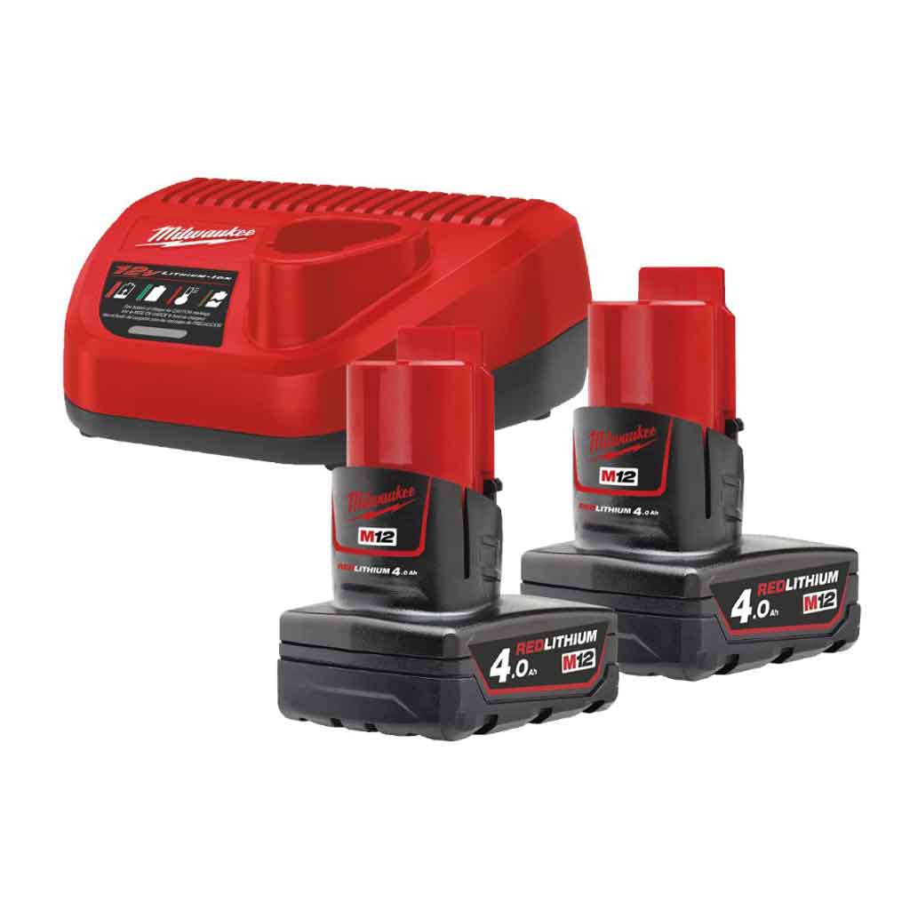 Milwaukee M12 NRG 402 Kit Energy 2pz M12 B4 12V 4,0Ah + caricabatterie singolo M12 4933459211
