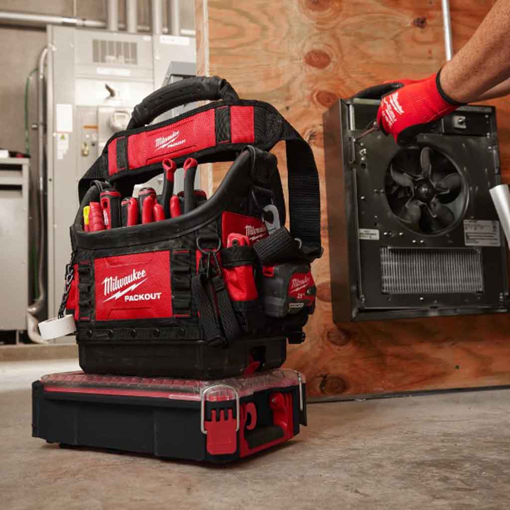 Milwaukee PACKOUT 25CM PRO TOTE TOOLBAG Borsa porta utensili aperta 10