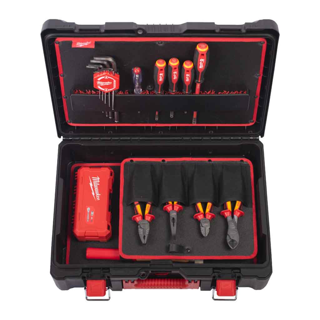 Milwaukee Valigia Packout Elettricista con 62 Utensili 4932499466 Open Up
