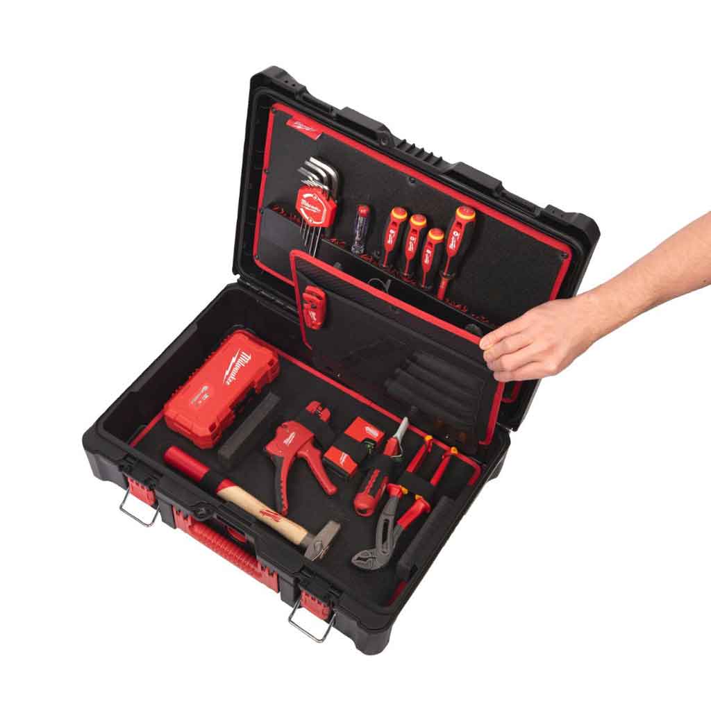 Milwaukee Valigia Packout Elettricista con 62 Utensili 4932499466 Set Utensili Open