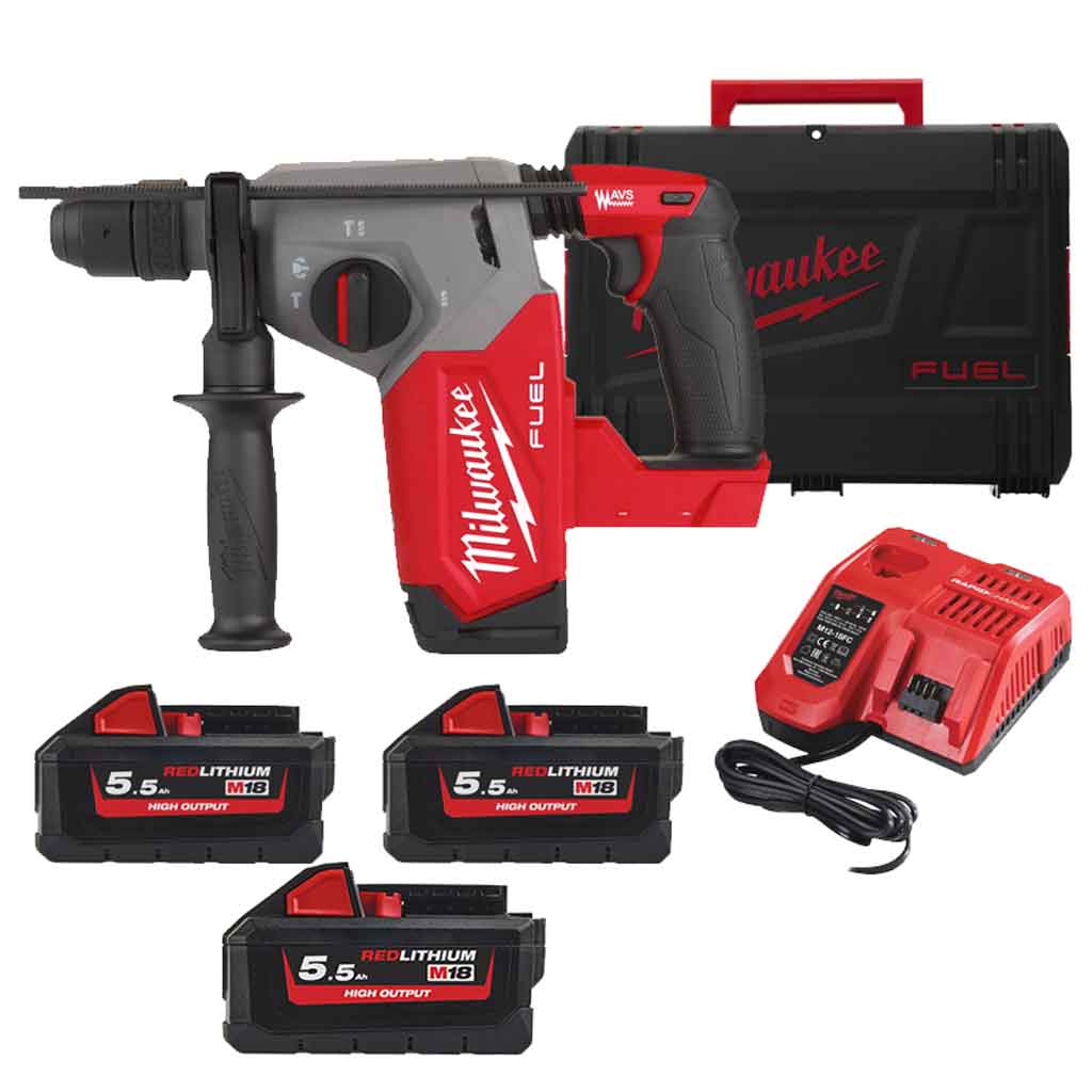 Milwaukee M18 FHX 552X Tassellatore Sds Plus 26mm M18 Fuel con 3 batterie 4